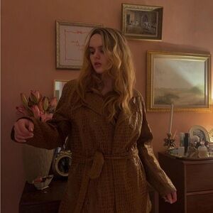 Brown Crocodile-Patterned Women's Coat